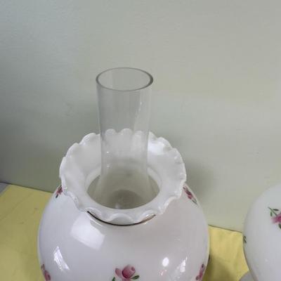 2 Glass lamps with Pink Flower
