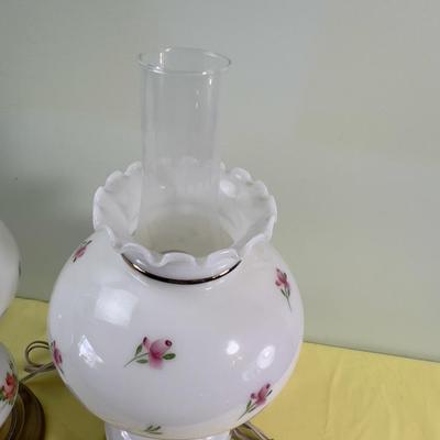 2 Glass lamps with Pink Flower