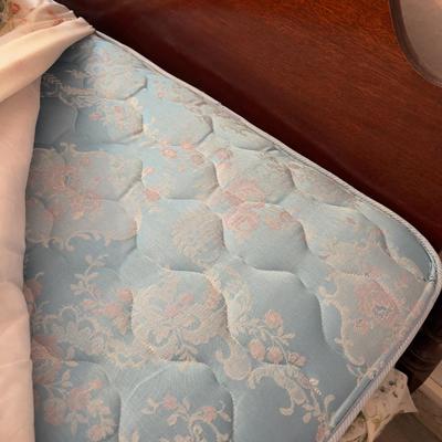 Mahogany 4 Poster Bed; Includes: Mattress and Beautiful Rose Bedding FULL  Size 54" Wide Bring Help to Move!!!!!!