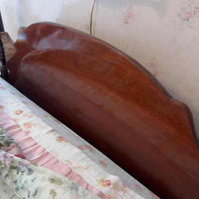 Mahogany 4 Poster Bed; Includes: Mattress and Beautiful Rose Bedding FULL  Size 54" Wide Bring Help to Move!!!!!!
