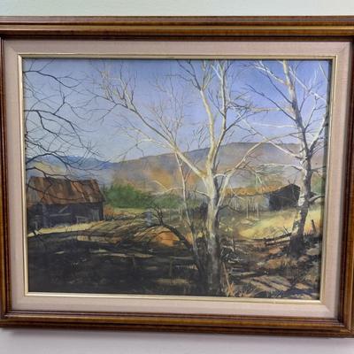 Signed Carl Russel 1980, Water Color of Farmstead 