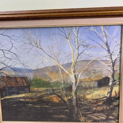 Signed Carl Russel 1980, Water Color of Farmstead 
