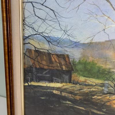 Signed Carl Russel 1980, Water Color of Farmstead 