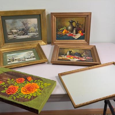 Art Prints, Wall Plaques, Mirror, Small Wall Items. (6) pieces 