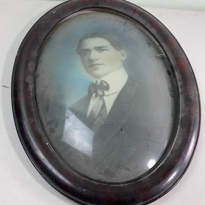 Antique Framed Photograph with Convex Glass