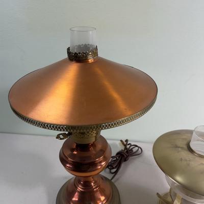 Brass Candle and A Copper Table Lamp 