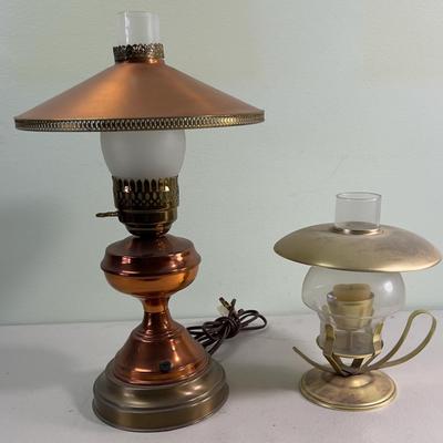 Brass Candle and A Copper Table Lamp 