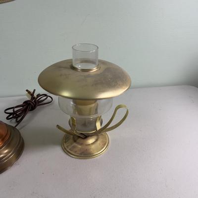 Brass Candle and A Copper Table Lamp 