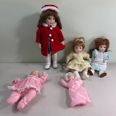 5 Dolls Porcelain Hand Made by Myrtle