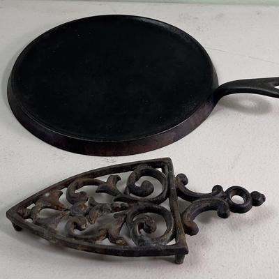 Cast Iron Griddle by Puritan and Trivet  