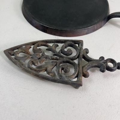 Cast Iron Griddle by Puritan and Trivet  