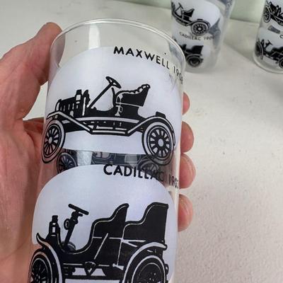 Antique Car Tumblers (Cute) Old Timey , BY FEDERAL GLASS