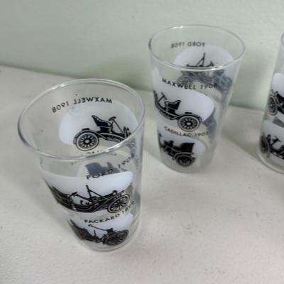 Antique Car Tumblers (Cute) Old Timey , BY FEDERAL GLASS