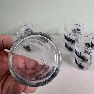 Antique Car Tumblers (Cute) Old Timey , BY FEDERAL GLASS