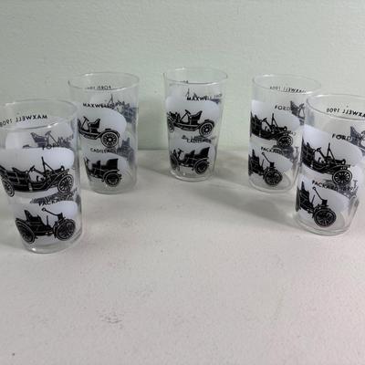 Antique Car Tumblers (Cute) Old Timey , BY FEDERAL GLASS