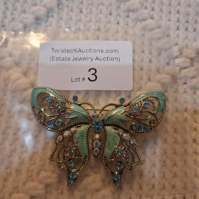 Sale Photo Thumbnail #10: butterfly is almost 3 inches wide, compare it to the auction sticker in first photo that is 2.25 inches wide.