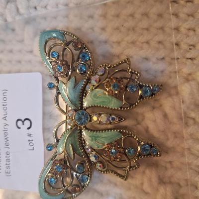 Sale Photo Thumbnail #11: butterfly is almost 3 inches wide, compare it to the auction sticker in first photo that is 2.25 inches wide.