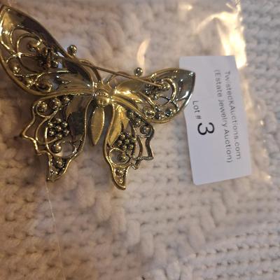Sale Photo Thumbnail #13: butterfly is almost 3 inches wide, compare it to the auction sticker in first photo that is 2.25 inches wide.