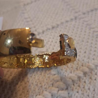 Sale Photo Thumbnail #29: gold tone jeweled cuff bracelet