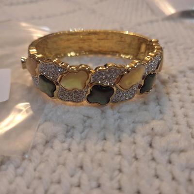 Sale Photo Thumbnail #27: gold tone jeweled cuff bracelet
