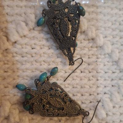 Sale Photo Thumbnail #43: Turquoise colored dangle earrings
