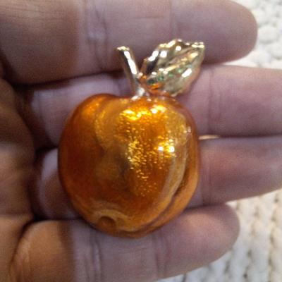 Sale Photo Thumbnail #47: very pretty enamel coated and gold tone brooch