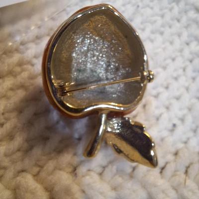 Sale Photo Thumbnail #46: very pretty enamel coated and gold tone brooch