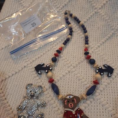 Sale Photo Thumbnail #108: Crafty bear necklace and sparkly bear brooch