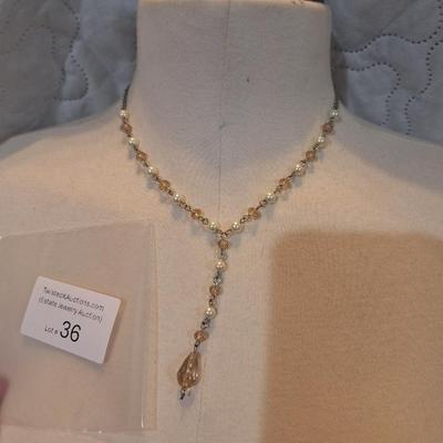 Sale Photo Thumbnail #156: faux pearls and crystal Y Necklace