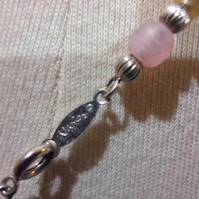 Sale Photo Thumbnail #161: Necklace by Napier of Faux pearls, pink and silver tone beads