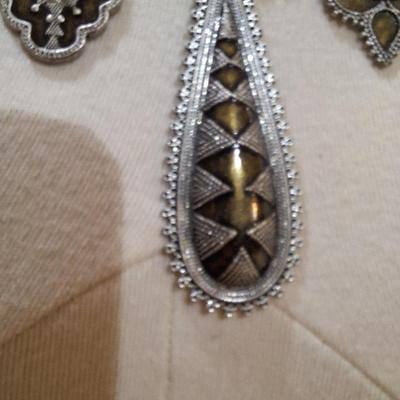 Sale Photo Thumbnail #163: Boho style necklace with pendants in earth tones