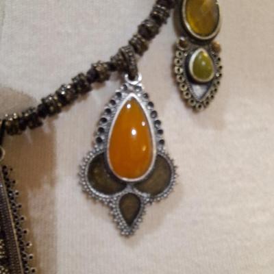 Sale Photo Thumbnail #165: Boho style necklace with pendants in earth tones