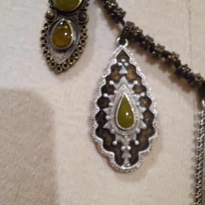 Sale Photo Thumbnail #164: Boho style necklace with pendants in earth tones