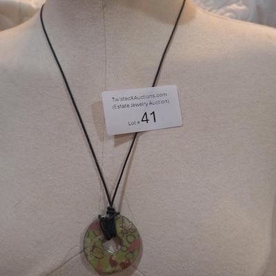 Sale Photo Thumbnail #180: flip it over, one side is green one is red.  Versatile necklace for everyday wear