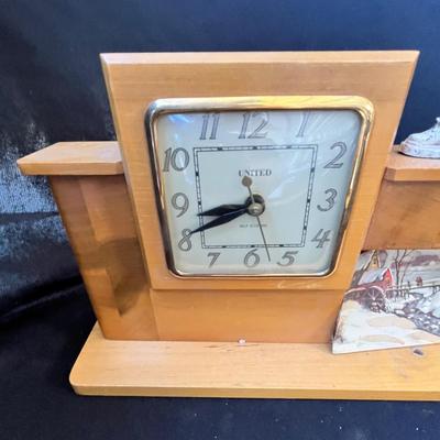 Lot 184 Unique 1950s Fire Place Mantle Clock