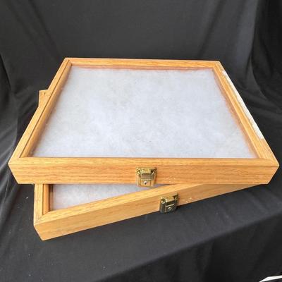 Lot 193 2 Oak Table Top display cases