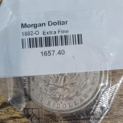 1882 O morgan silver dollar