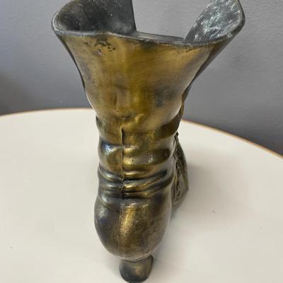 vintage brass Victorian boot vase or planter