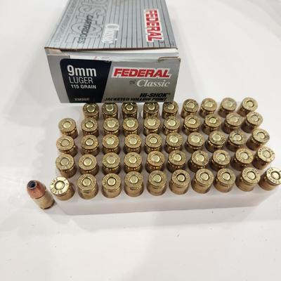 2 boxes Federal 9 MM Luger Ammo 100 Rds