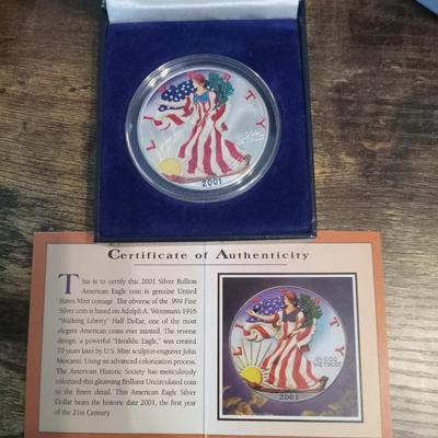 2001 American Eagle full color silver dollar
