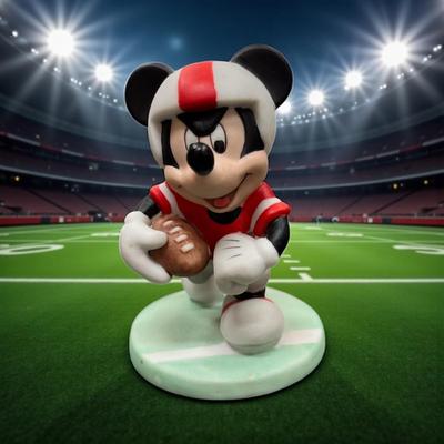 Sale Photo Thumbnail #145: Walt Disney Mickey Mouse in a Football Uniform Figurine.  Sri Lanka.  Porcelain   3.5" tall