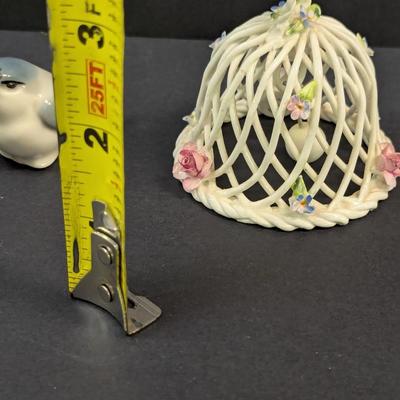 Sale Photo Thumbnail #1417: Vintage Crown Staff Bell Porcelain Titmouse Birds