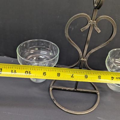Sale Photo Thumbnail #1437: Vintage Mid Century Scandi Modern Danish Iron & Glass Candle Holder