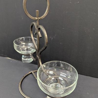 Sale Photo Thumbnail #1434: Vintage Mid Century Scandi Modern Danish Iron & Glass Candle Holder