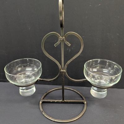 Sale Photo Thumbnail #1433: Vintage Mid Century Scandi Modern Danish Iron & Glass Candle Holder
