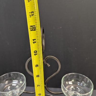 Sale Photo Thumbnail #1436: Vintage Mid Century Scandi Modern Danish Iron & Glass Candle Holder