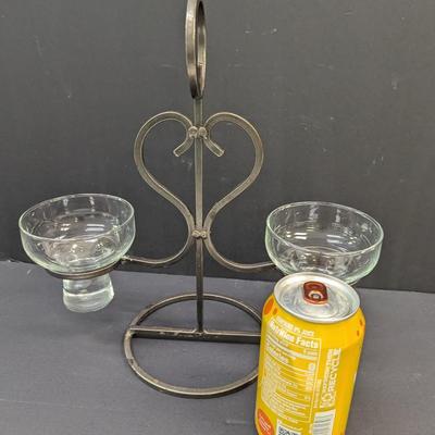 Sale Photo Thumbnail #1435: Vintage Mid Century Scandi Modern Danish Iron & Glass Candle Holder