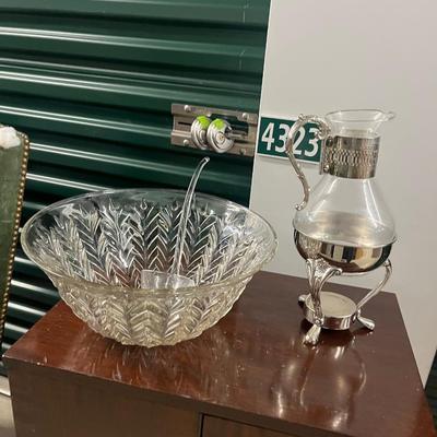 Crystal Punch Bowl with Silver Plated Pitcher