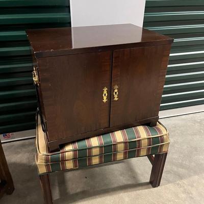 Vintage Wooden Cabinet with Brass Handles
