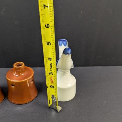 Sale Photo Thumbnail #1451: Vintage 2 Piece Royal Worcester Blue & White Bird Pie Funnel  & Nutbrown Pie Funnels